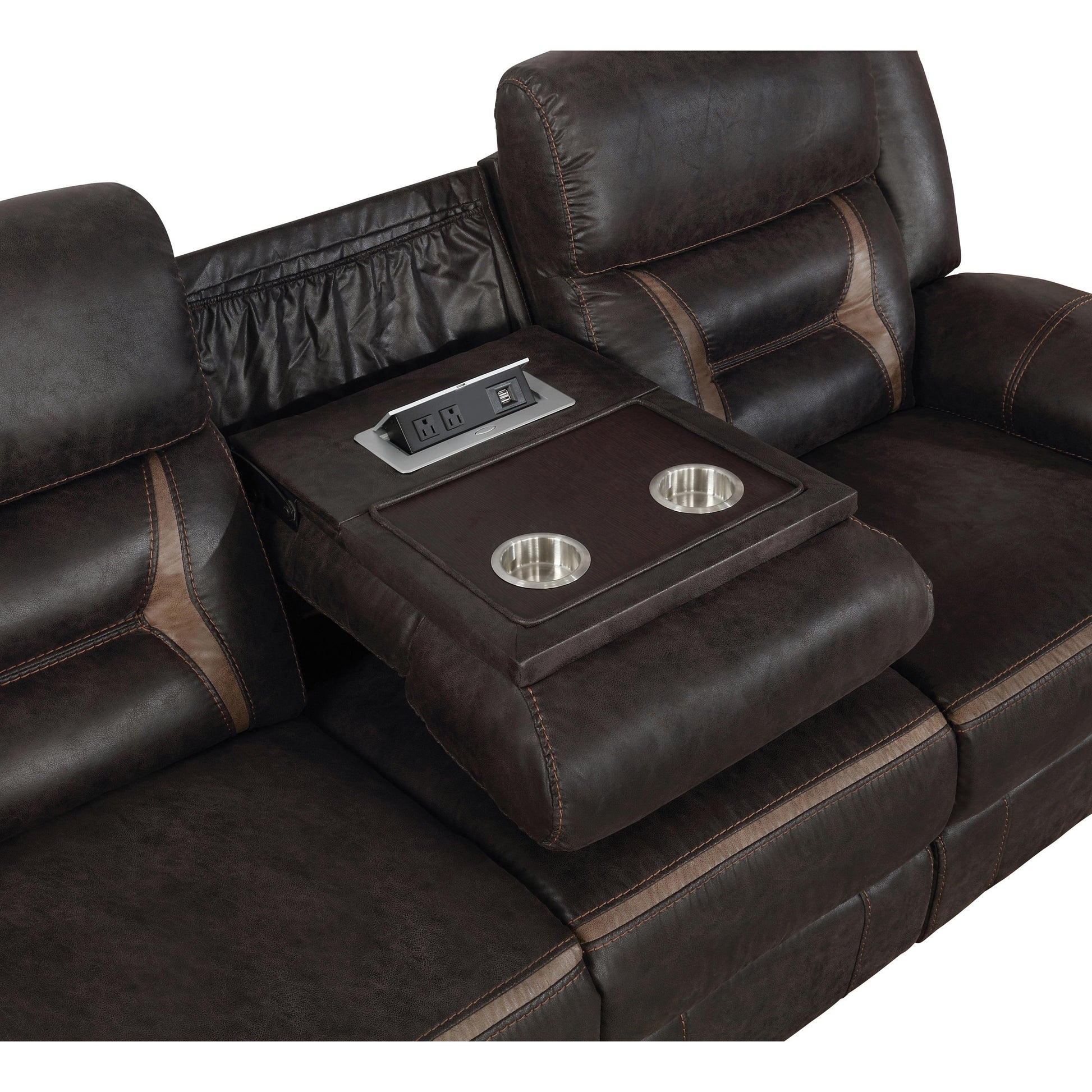  Coaster Furniture Greer 651354 Upholstered Motion Reclining Sofa - Brown IMAGE 7
