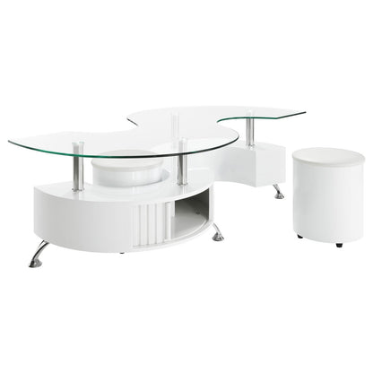  Coaster Furniture Buckley 703400 3-piece Coffee Table and Stools Set - White High Gloss IMAGE 1