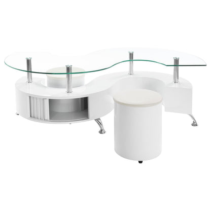  Coaster Furniture Buckley 703400 3-piece Coffee Table and Stools Set - White High Gloss IMAGE 2