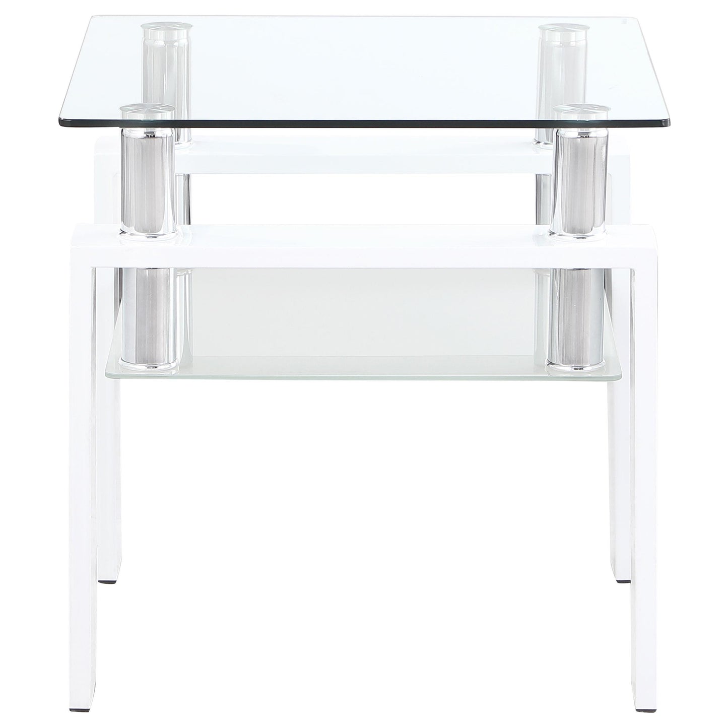 Coaster Furniture Dyer 703437 1-shelf Square Glass Top Side End Table - White IMAGE 3