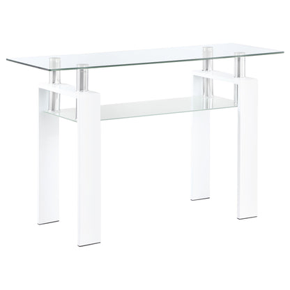 Coaster Furniture Dyer 703439 Rectangular Glass Top Entryway Sofa Console Table - White IMAGE 1