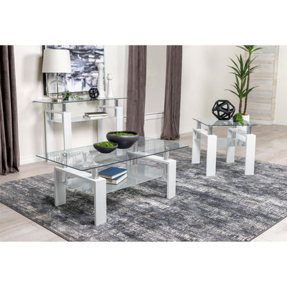 Coaster Furniture Dyer 703439 Rectangular Glass Top Entryway Sofa Console Table - White IMAGE 6