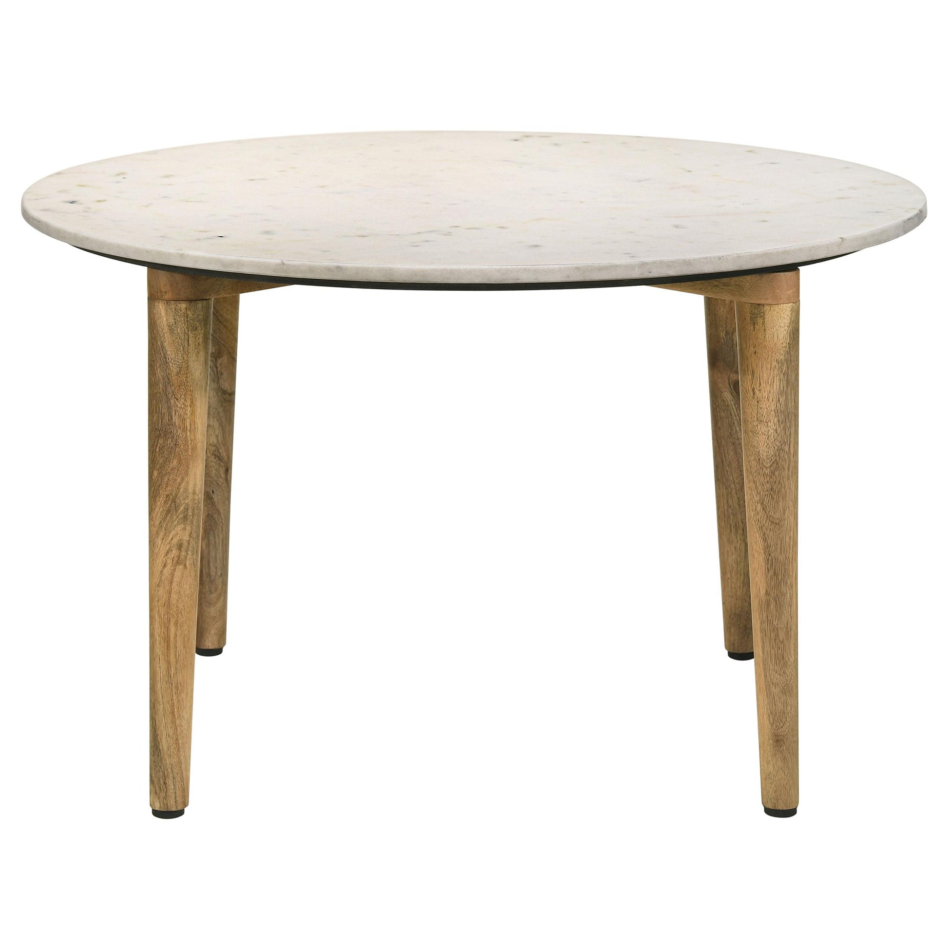 Coaster Furniture Aldis 703718 Round Marble Top Coffee Table - White and Natural IMAGE 2