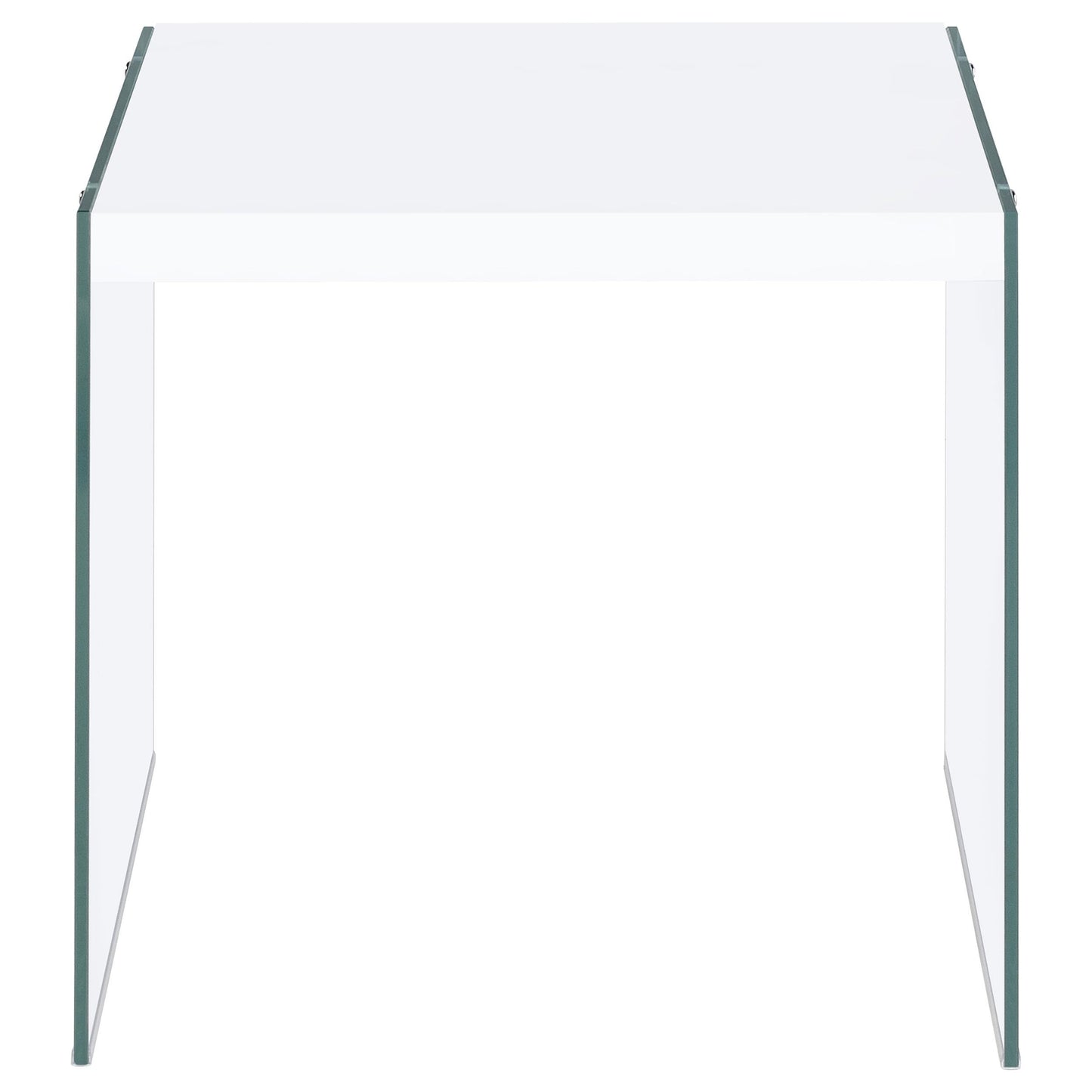 Coaster Furniture Opal 704147 Square Glass Frame Side End Table - White High Gloss IMAGE 2