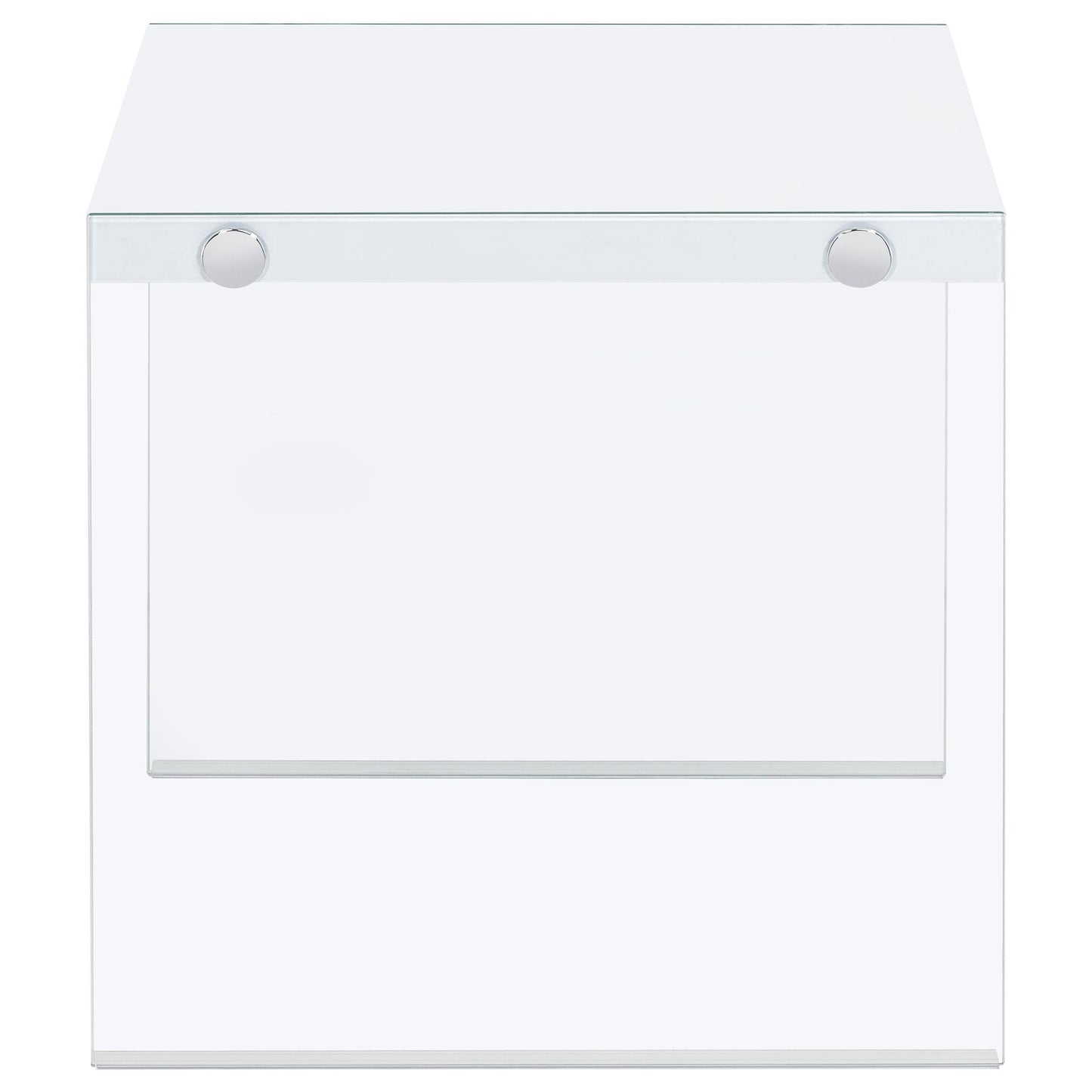 Coaster Furniture Opal 704147 Square Glass Frame Side End Table - White High Gloss IMAGE 4