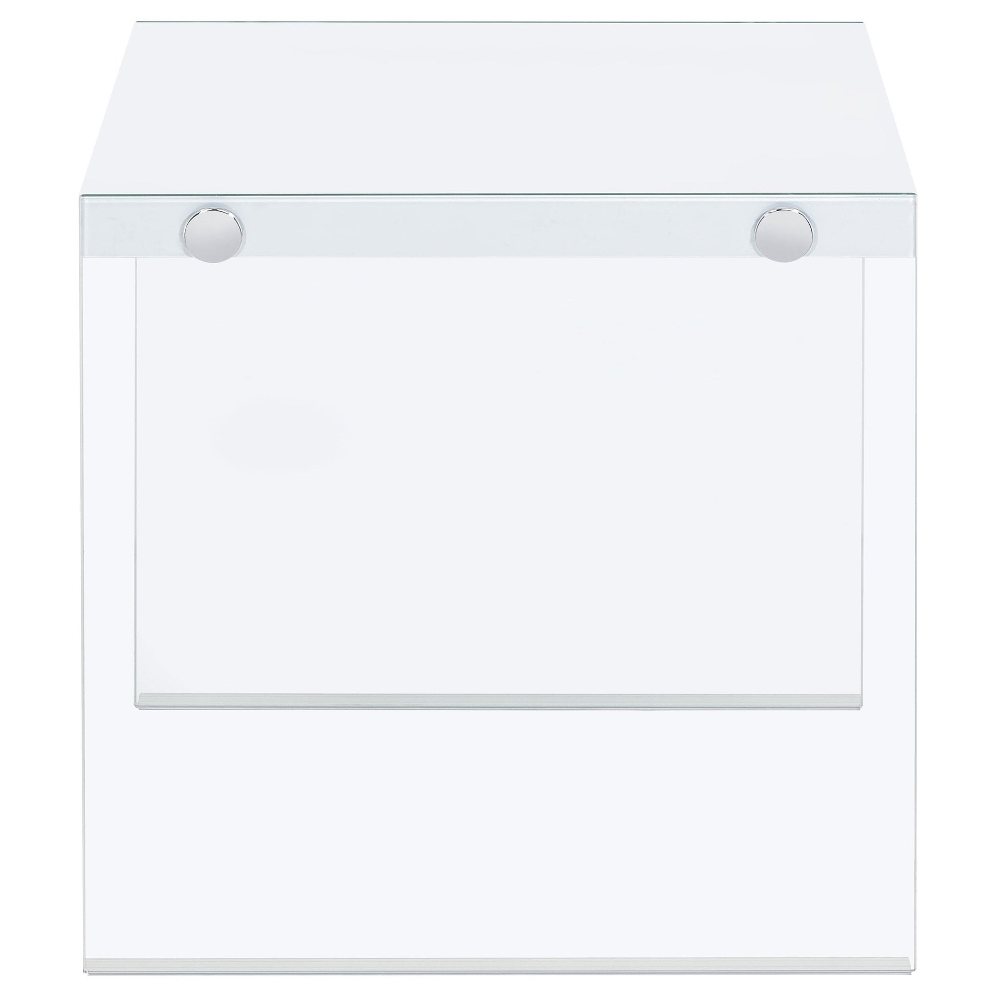 Coaster Furniture Opal 704147 Square Glass Frame Side End Table - White High Gloss IMAGE 4