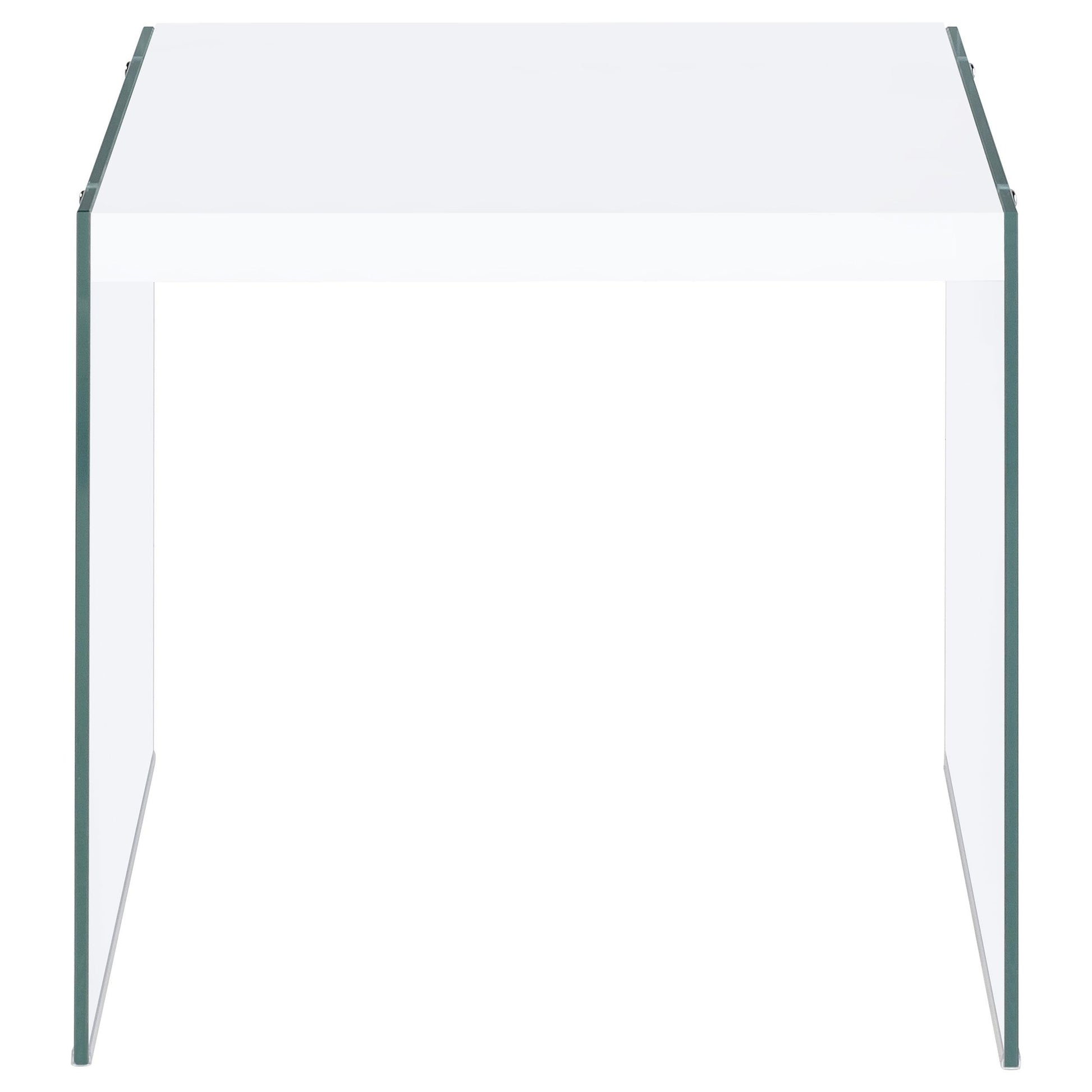 Coaster Furniture Opal 704147 Square Glass Frame Side End Table - White High Gloss IMAGE 6