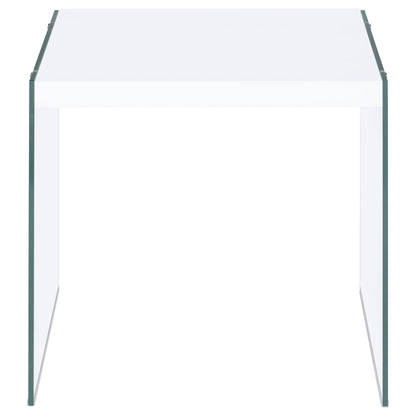 Coaster Furniture Opal 704147 Square Glass Frame Side End Table - White High Gloss IMAGE 6