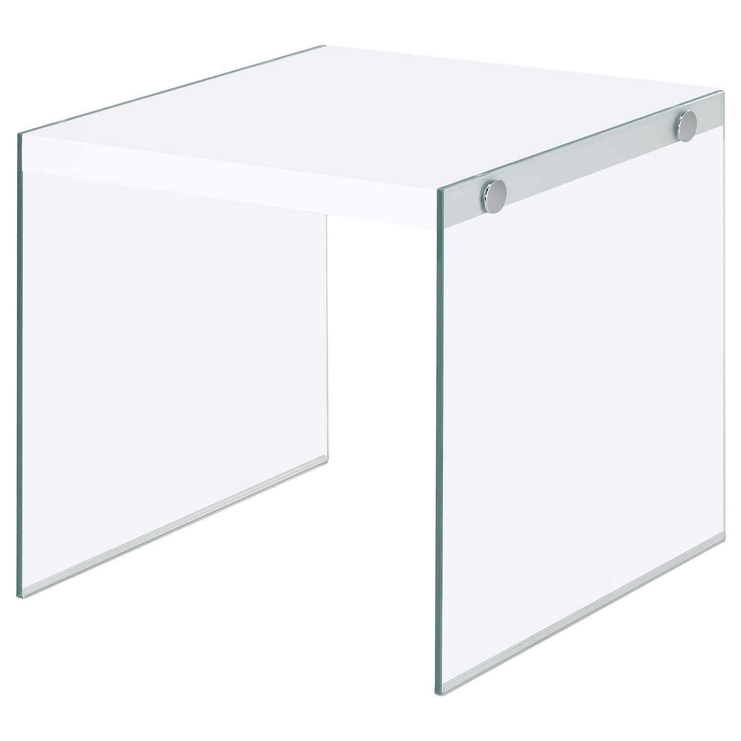 Coaster Furniture Opal 704147 Square Glass Frame Side End Table - White High Gloss IMAGE 7