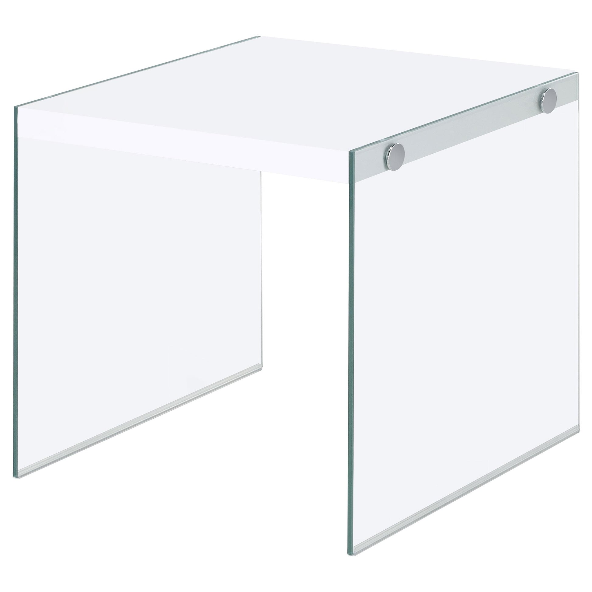 Coaster Furniture Opal 704147 Square Glass Frame Side End Table - White High Gloss IMAGE 7