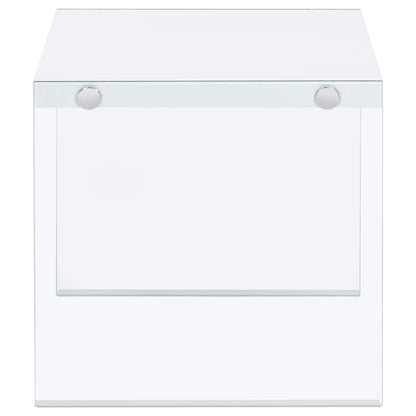 Coaster Furniture Opal 704147 Square Glass Frame Side End Table - White High Gloss IMAGE 8
