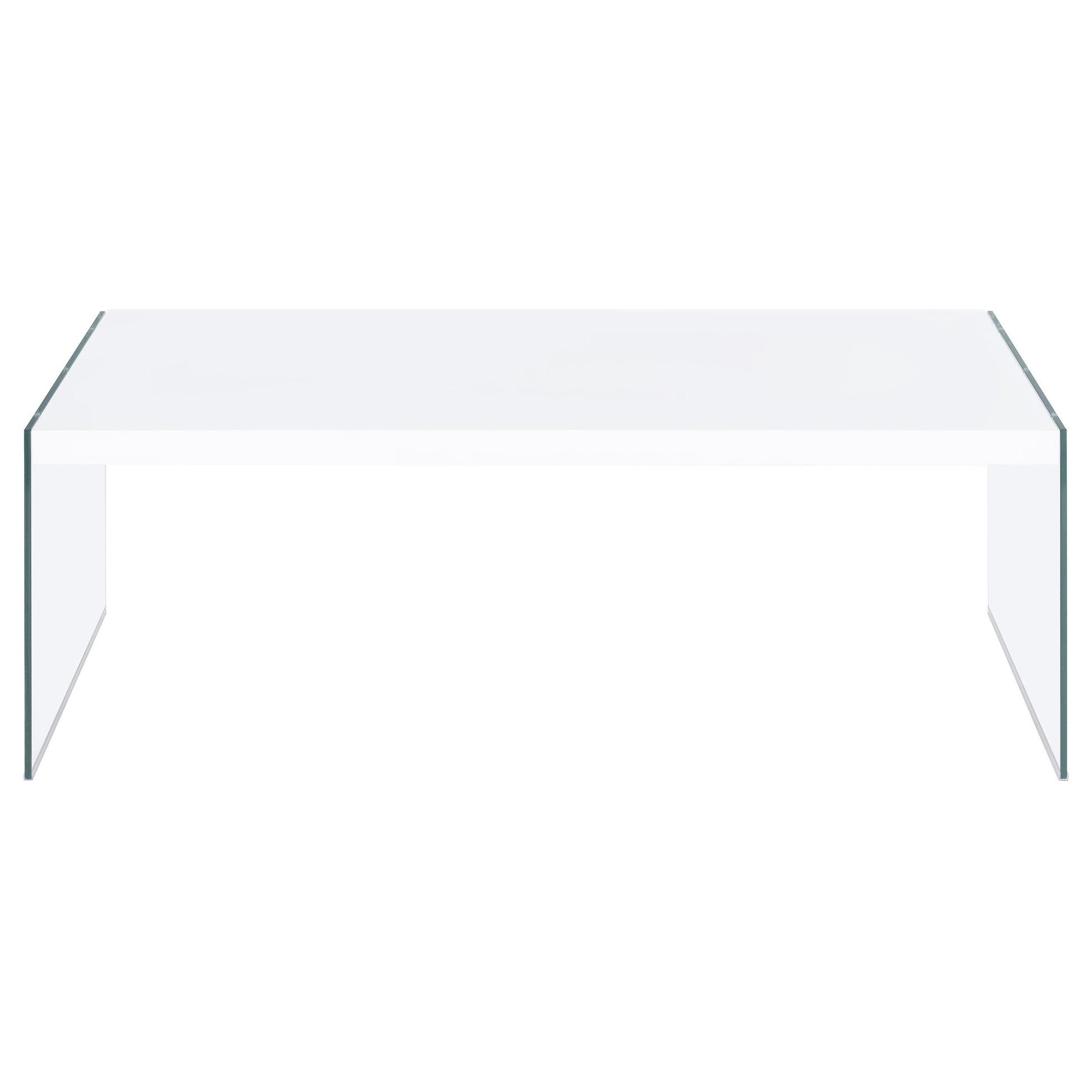 Coaster Furniture Opal 704148 Rectangular Glass Frame Coffee Table - White High Gloss IMAGE 2