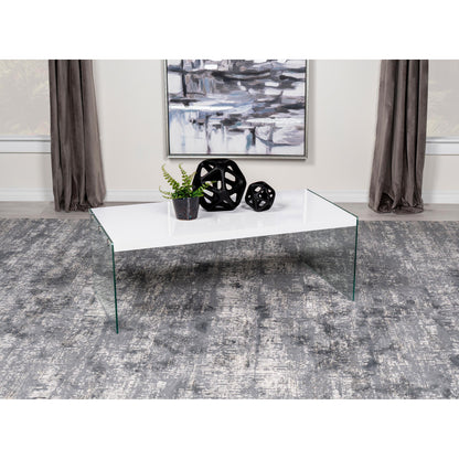 Coaster Furniture Opal 704148 Rectangular Glass Frame Coffee Table - White High Gloss IMAGE 8