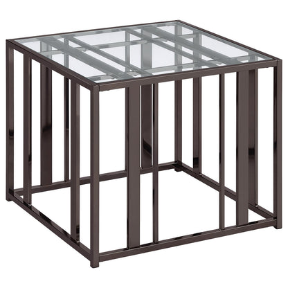 Coaster Furniture Adri 708357 Rectangular Glass Top Side End Table - Black Nickel IMAGE 1