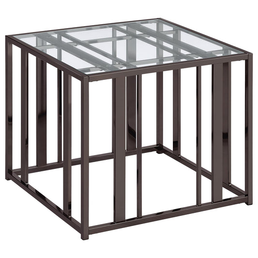 Coaster Furniture Adri 708357 Rectangular Glass Top Side End Table - Black Nickel IMAGE 1