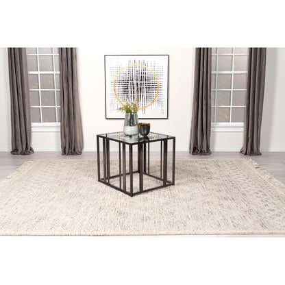 Coaster Furniture Adri 708357 Rectangular Glass Top Side End Table - Black Nickel IMAGE 2