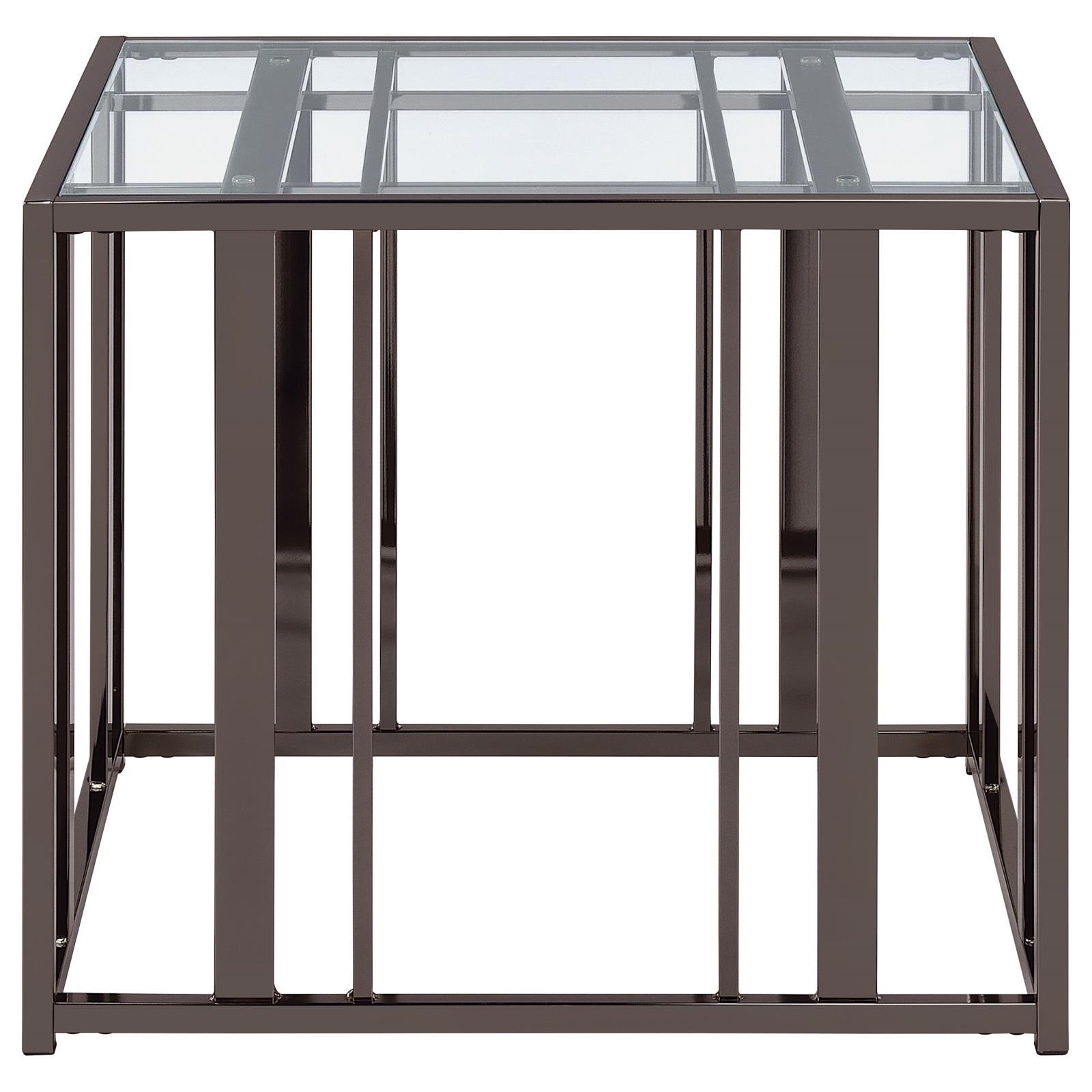 Coaster Furniture Adri 708357 Rectangular Glass Top Side End Table - Black Nickel IMAGE 3