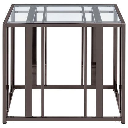 Coaster Furniture Adri 708357 Rectangular Glass Top Side End Table - Black Nickel IMAGE 3