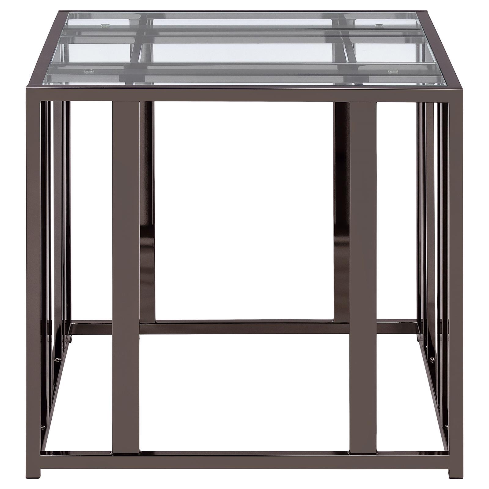 Coaster Furniture Adri 708357 Rectangular Glass Top Side End Table - Black Nickel IMAGE 5