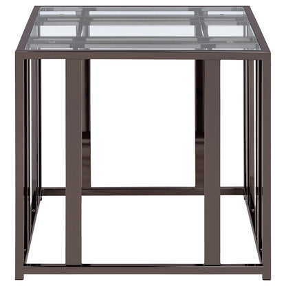 Coaster Furniture Adri 708357 Rectangular Glass Top Side End Table - Black Nickel IMAGE 5