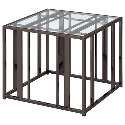 Coaster Furniture Adri 708357 Rectangular Glass Top Side End Table - Black Nickel IMAGE 8
