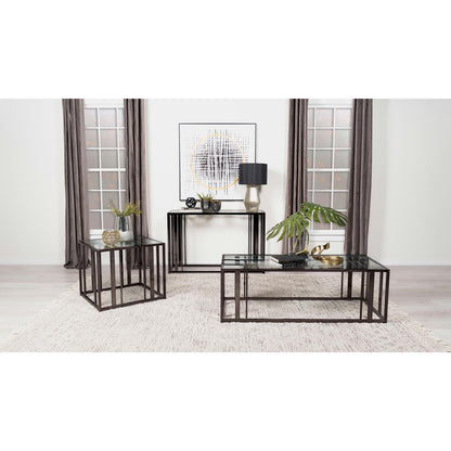 Coaster Furniture Adri 708358 Rectangular Glass Top Coffee Table - Black Nickel IMAGE 10