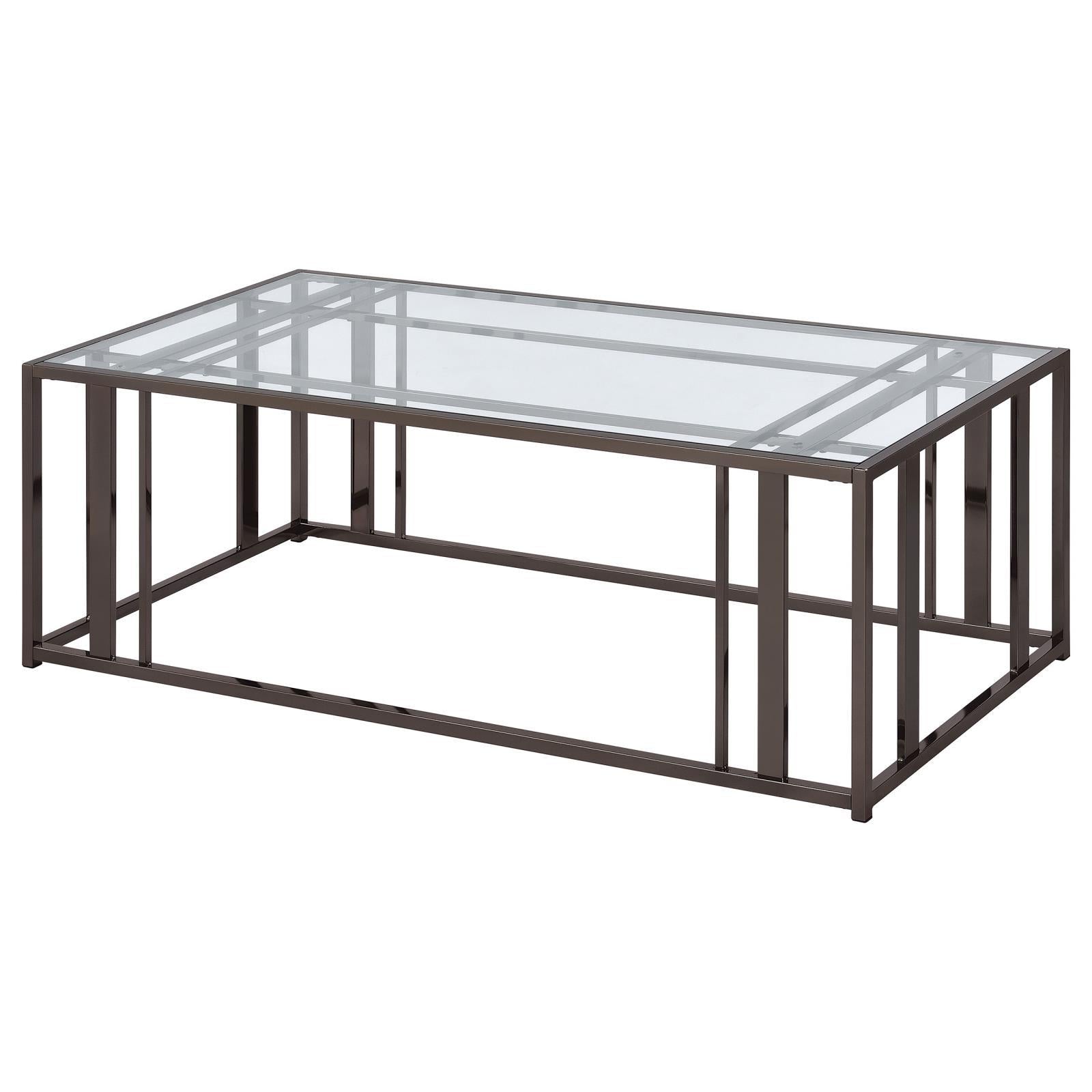 Coaster Furniture Adri 708358 Rectangular Glass Top Coffee Table - Black Nickel IMAGE 4