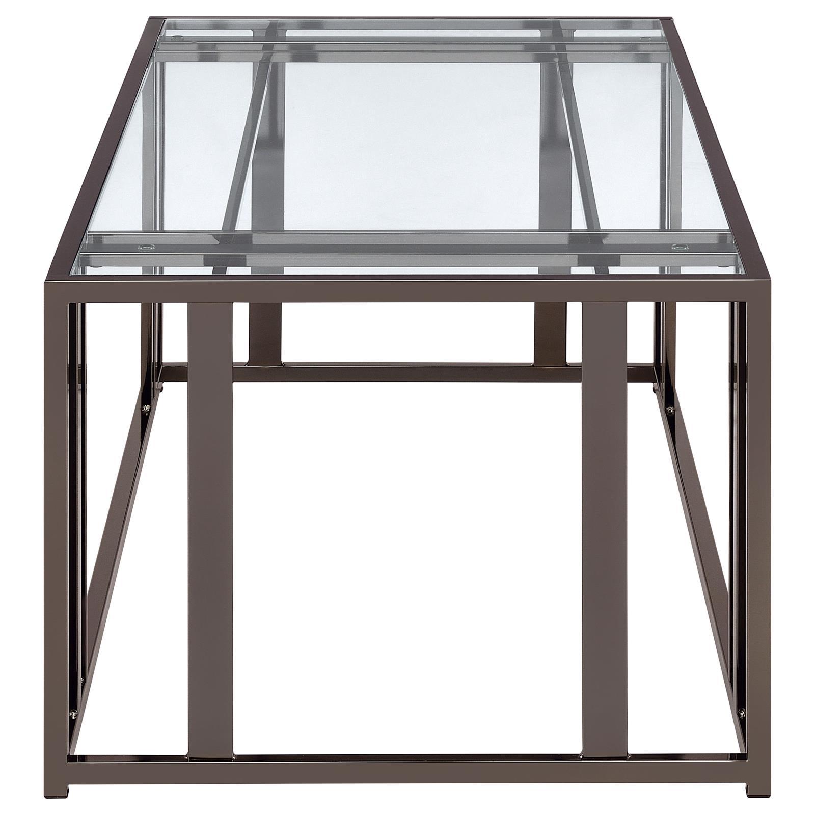 Coaster Furniture Adri 708358 Rectangular Glass Top Coffee Table - Black Nickel IMAGE 8