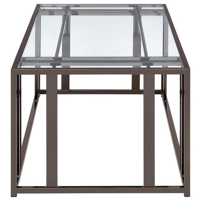 Coaster Furniture Adri 708358 Rectangular Glass Top Coffee Table - Black Nickel IMAGE 8