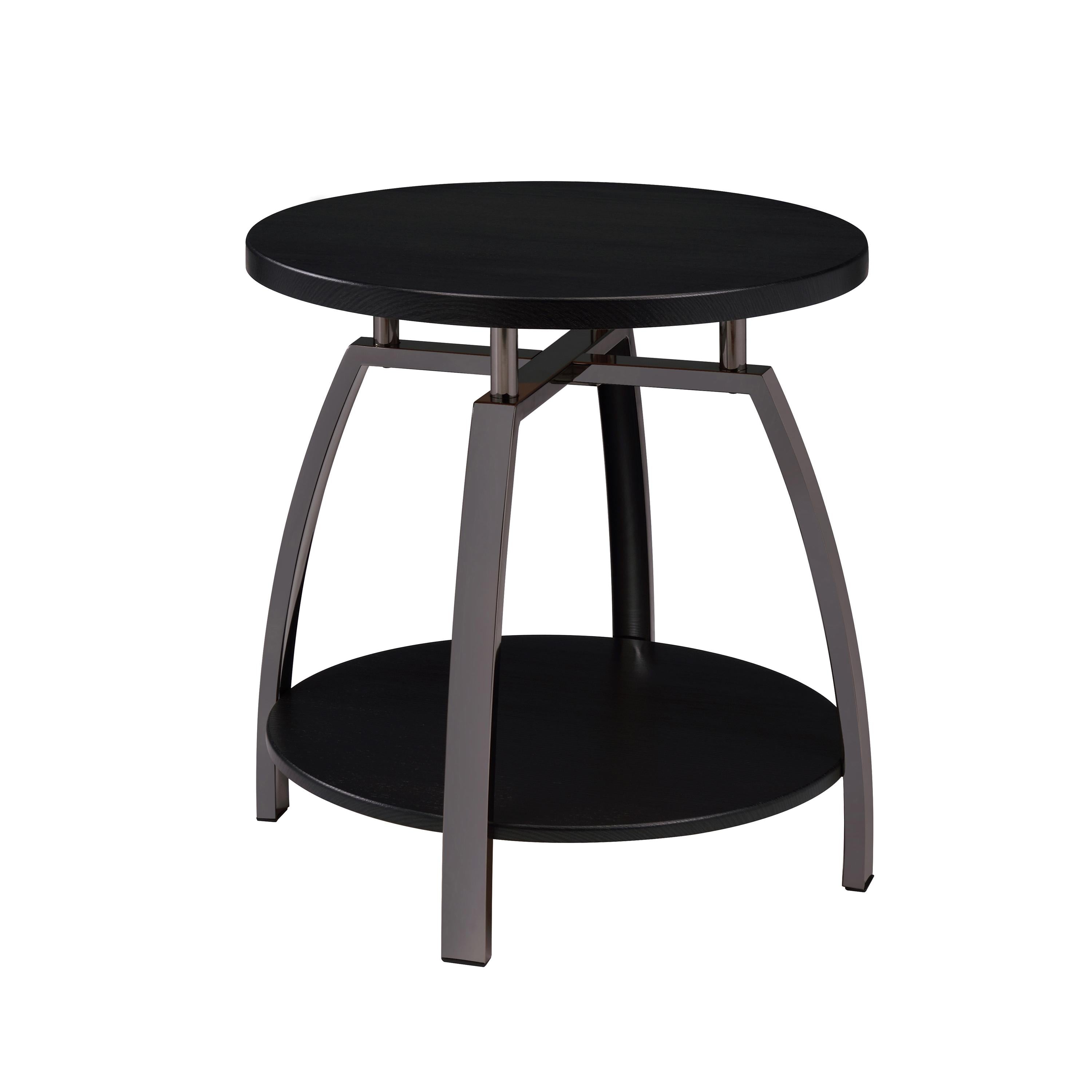  Coaster Furniture Dacre 722207 Round Engineered Wood Top Side End Table - Dark Charcoal IMAGE 1