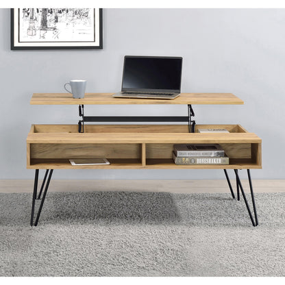 Coaster Furniture Fanning 723368 Engineered Wood Lift Top Coffee Table - Golden Oak IMAGE 3
