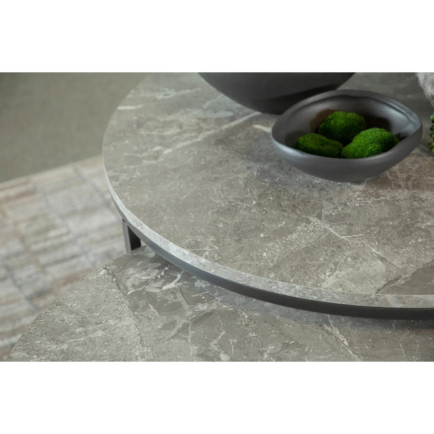Coaster Furniture Lainey 736028 2-piece Round Faux Marble Nesting Coffee Table - Grey IMAGE 3