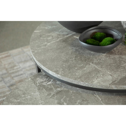 Coaster Furniture Lainey 736028 2-piece Round Faux Marble Nesting Coffee Table - Grey IMAGE 3