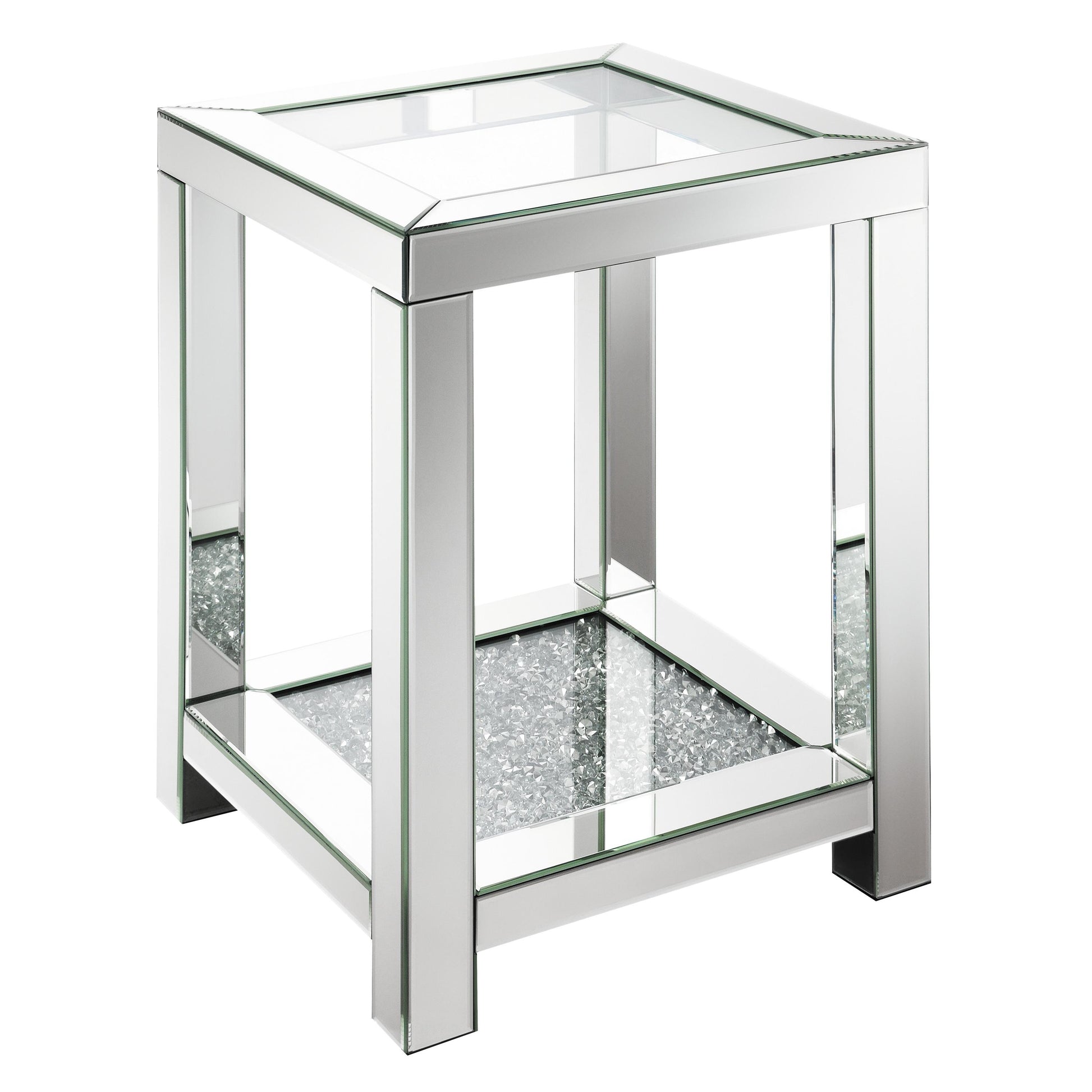 Coaster Furniture Valentina 736217 1-shelf Square Glass Top Side End Table - Silver IMAGE 1