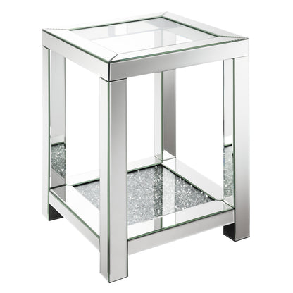 Coaster Furniture Valentina 736217 1-shelf Square Glass Top Side End Table - Silver IMAGE 1
