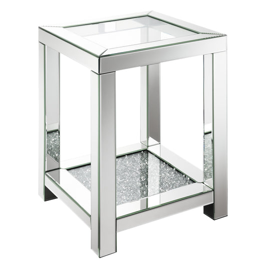 Coaster Furniture Valentina 736217 1-shelf Square Glass Top Side End Table - Silver IMAGE 1