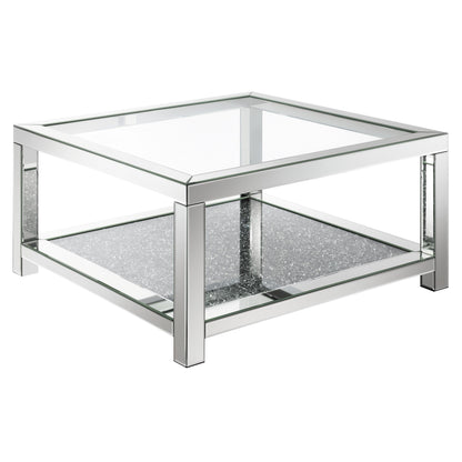 Coaster Furniture Valentina 736218 1-shelf Square Glass Top Coffee Table - Silver IMAGE 1