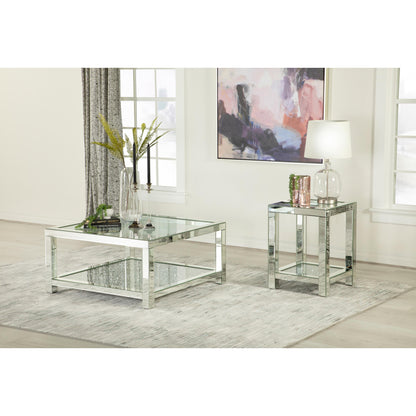 Coaster Furniture Valentina 736218 1-shelf Square Glass Top Coffee Table - Silver IMAGE 4