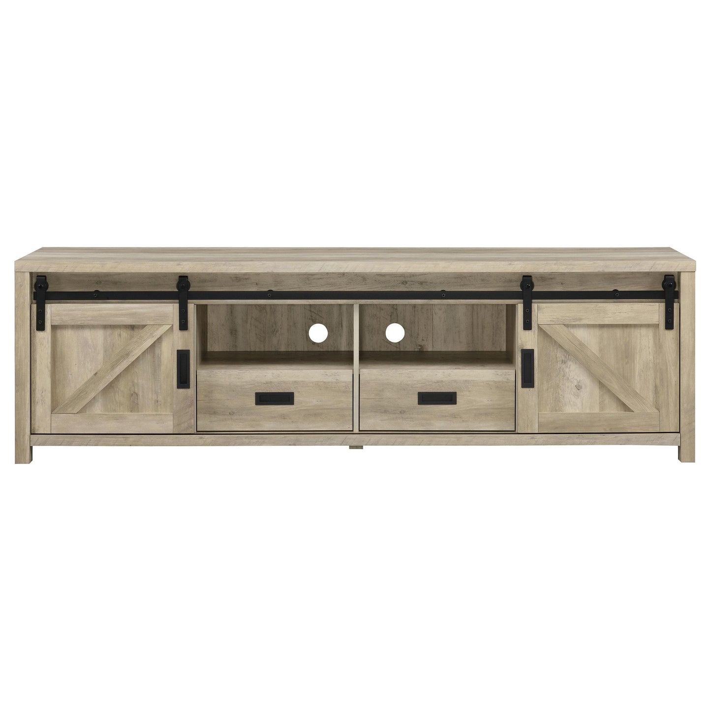 Coaster Furniture Madra 736263 2-door Engineered Wood 79" TV Stand - Distressed Pine IMAGE 4