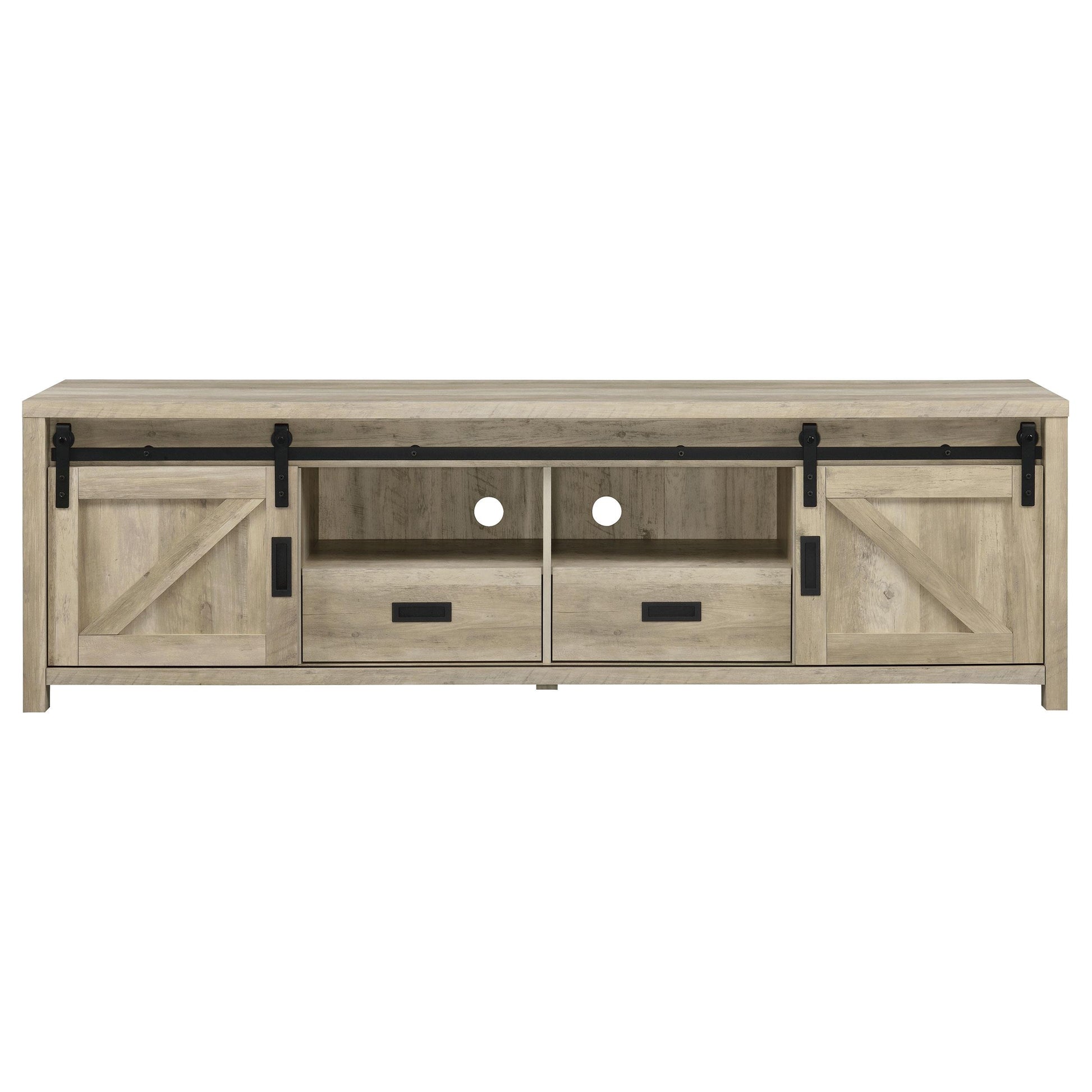 Coaster Furniture Madra 736263 2-door Engineered Wood 79" TV Stand - Distressed Pine IMAGE 4
