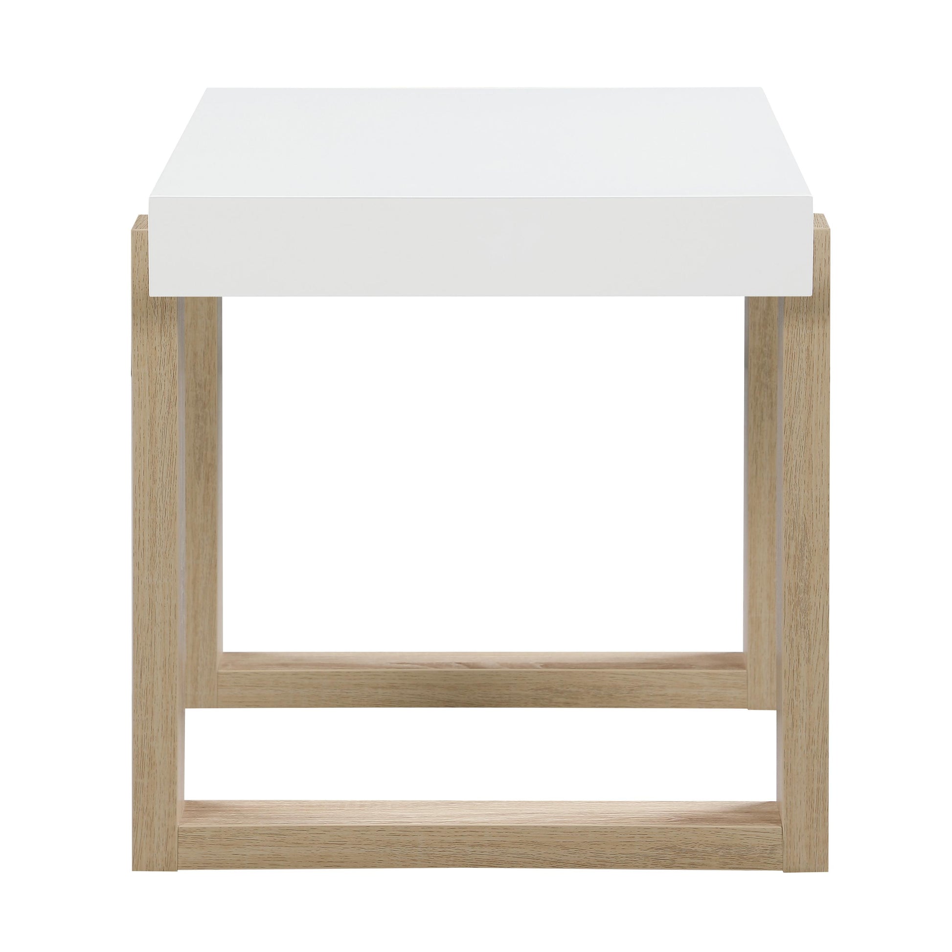 Coaster Furniture Pala 753397 Rectangular End Table - White High Gloss and Natural IMAGE 4