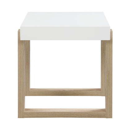 Coaster Furniture Pala 753397 Rectangular End Table - White High Gloss and Natural IMAGE 4