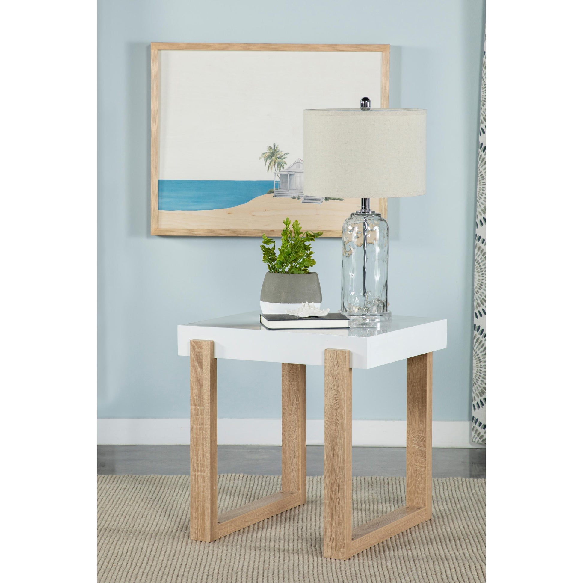 Coaster Furniture Pala 753397 Rectangular End Table - White High Gloss and Natural IMAGE 5