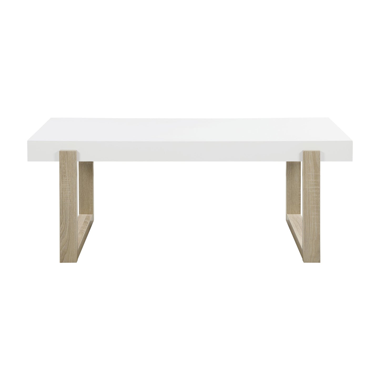 Coaster Furniture Pala 753398 Rectangular Coffee Table - White High Gloss and Natural IMAGE 3