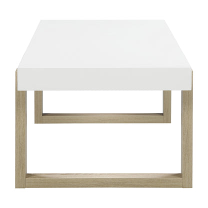 Coaster Furniture Pala 753398 Rectangular Coffee Table - White High Gloss and Natural IMAGE 4