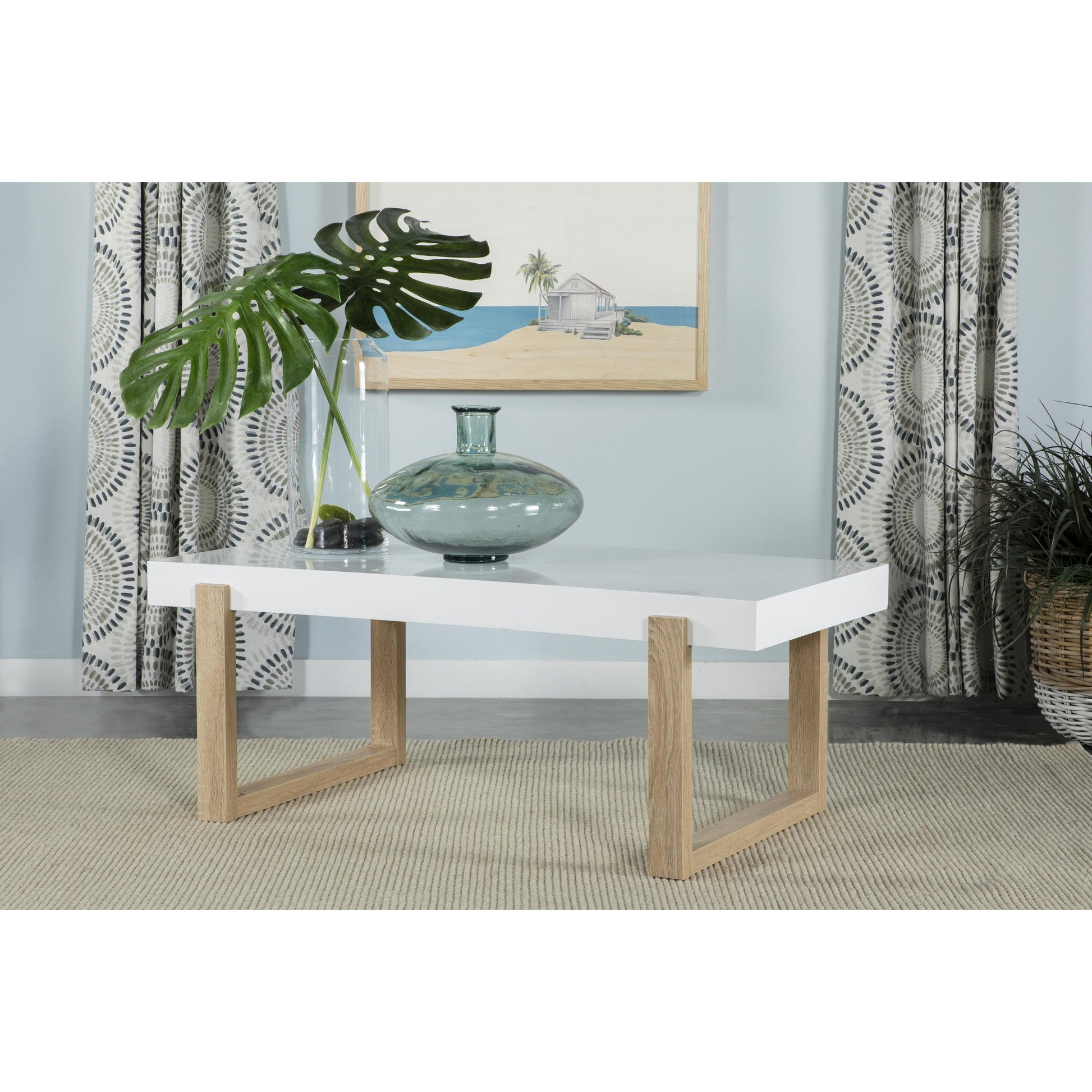 Coaster Furniture Pala 753398 Rectangular Coffee Table - White High Gloss and Natural IMAGE 5