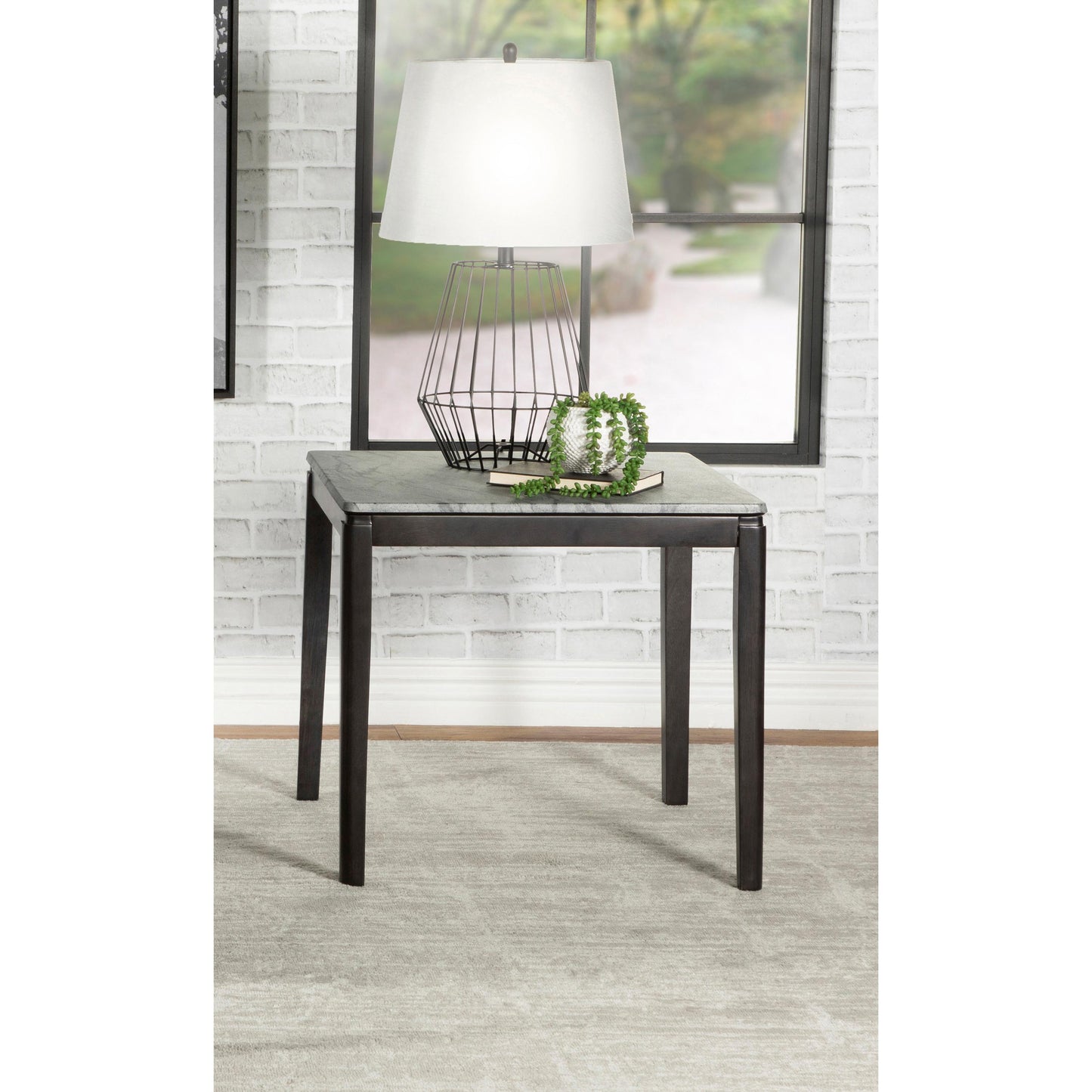 Coaster Furniture Mozzi 753517 Square Faux Marble Side End Table - Grey and Black IMAGE 5