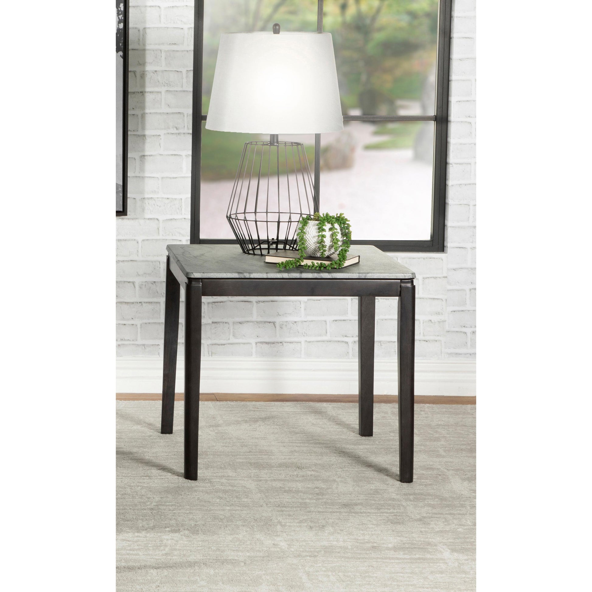 Coaster Furniture Mozzi 753517 Square Faux Marble Side End Table - Grey and Black IMAGE 5