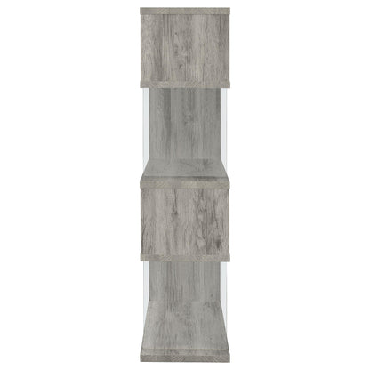 Coaster Furniture Emelle 802340 63-inch 4-shelf Glass Panel Bookshelf - Grey Driftwood IMAGE 10