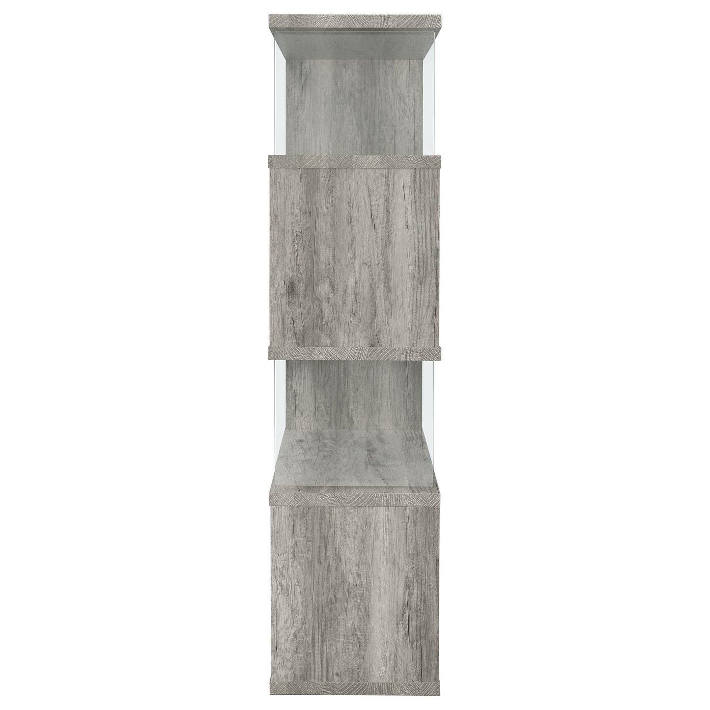 Coaster Furniture Emelle 802340 63-inch 4-shelf Glass Panel Bookshelf - Grey Driftwood IMAGE 9